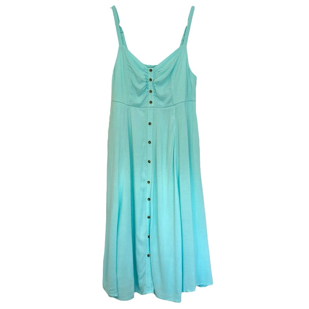 Torrid Women’s Midi Textured Woven Button-Front Sleeveless Dress Sz 0(L/12) - Picture 3 of 7